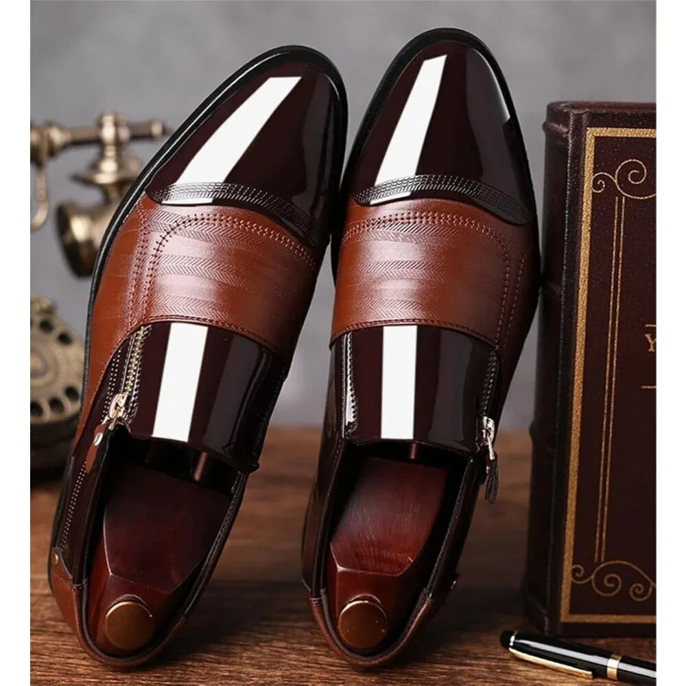 Fashion Men Brown color block Vegan Leather Business Casual Dress Shoes 41 US 9